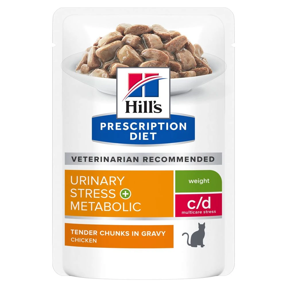 Hill's Prescription Diet C/D Urinary Stress + Metabolic Sachets Repas Pour Chat Au Poulet - 12 X 85g