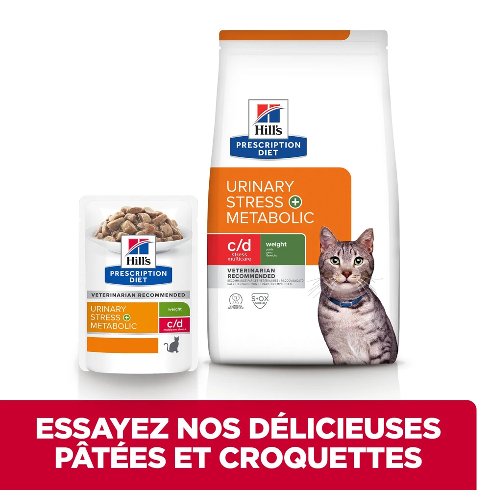 Hill's Prescription Diet C/D Urinary Stress + Metabolic Sachets Repas Pour Chat Au Poulet - 12 X 85g – Image 6